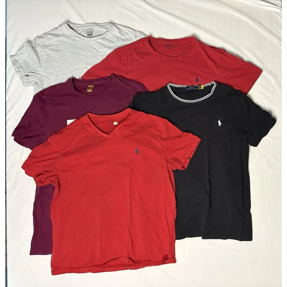 Polo Ralph Lauren T Shirts Men's Large Red Gray Black White Short Sleeve Lot X5